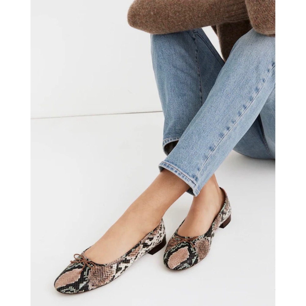 Madewell The Adelle Ballet Flat in Snake Embossed Leather Multicolor Size 8
